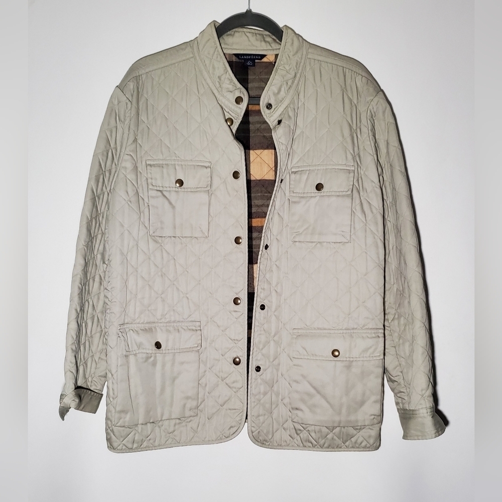 Lands' End Quilted Jacket - Beige- Women's- Size XL